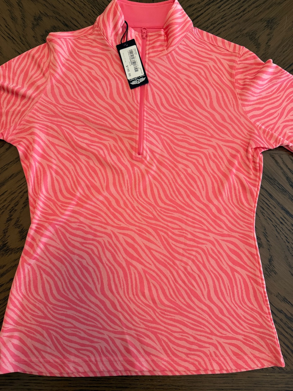 Women’s Pink Zebra-Print Quarter-Zip Tank Top